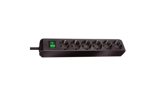 Brennenstuhl Eco-Line Extension Socket With Switch 6-Way Black 3m H05VV-F 3G1,5